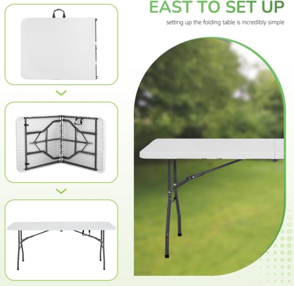 White Folding Table (6FT) for Parties, Wedding, BBQ, Camping - Image 2