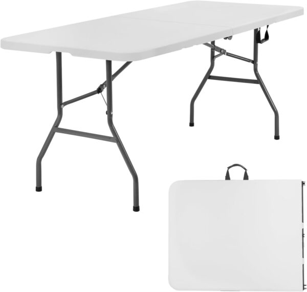 White Folding Table (6FT) for Parties, Wedding, BBQ, Camping